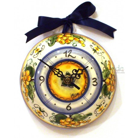 Orologio bombato piccolo, decoro uva gialla