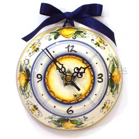 Orologio bombato piccolo medio, decoro limoni