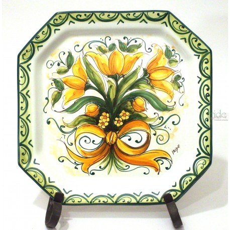 Piatto Ottagonale decoro Girasoli