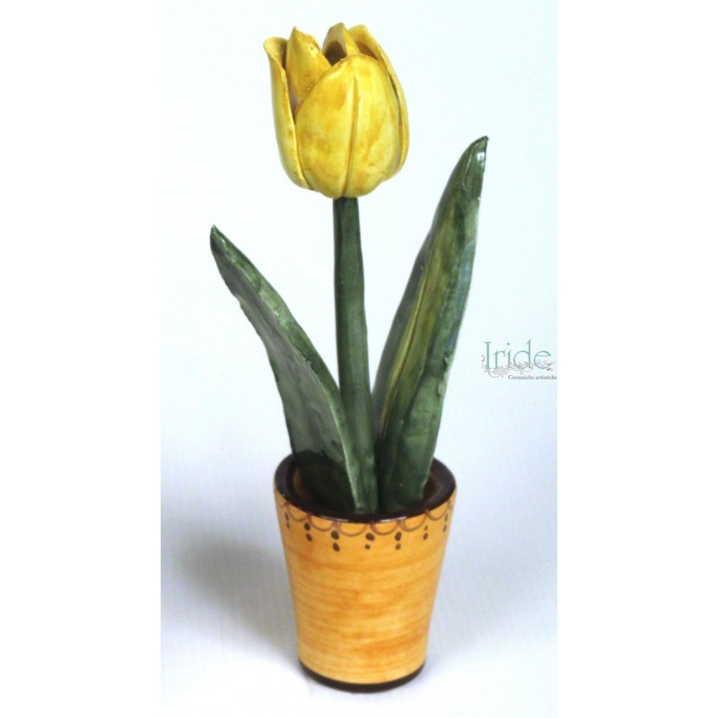 Vaso con Tulipano Giallo - Ceramiche Artistiche Iride