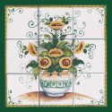 Pannello di Mattonelle in ceramica decoro vaso girasoli