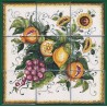 Pannello di Mattonelle in ceramica decoro frutta assortita e girasoli
