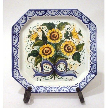 Piatto Ottagonale decoro Girasoli