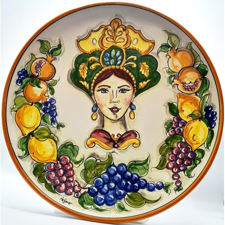 Piatto da parete con decoro - "Regina e frutta"