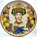 Piatto da parete con decoro - "Regina e frutta"