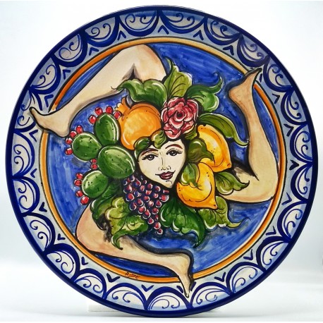 Piatto da parete con decoro - "Trinacria"