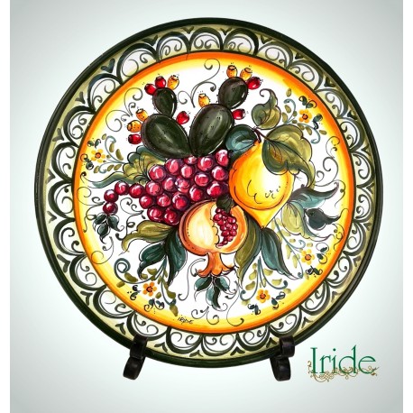 Piatto da parete decoro "Frutta mista e fico d'india"
